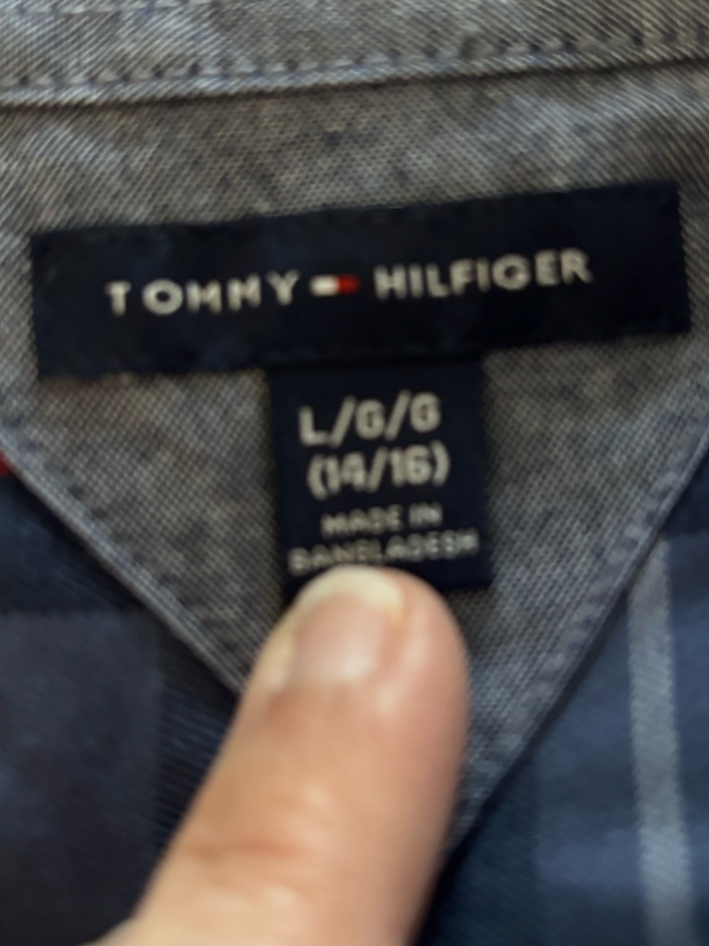 Tommy Hilfiger Navy and Red Plaid Cotton Shirt button down for boys